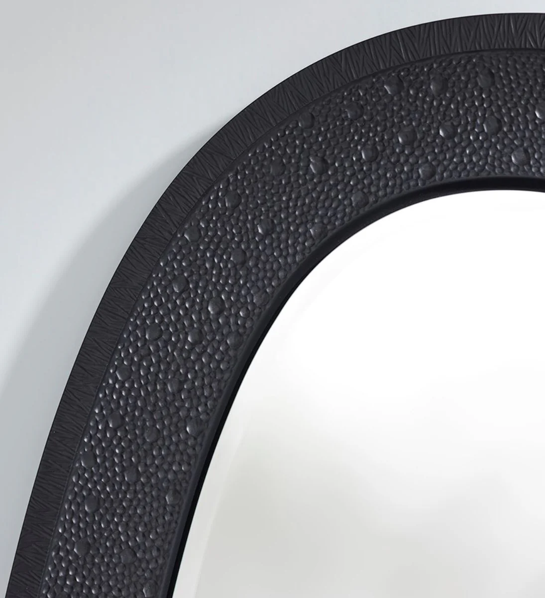 Luxus Spiegel Schwarz 89 x 5 x H. 170 cm - Eleganter Ovaler Wandspiegel - Garderoben Spiegel - Wohnzimmer Spiegel - Luxus Deko Accessoires