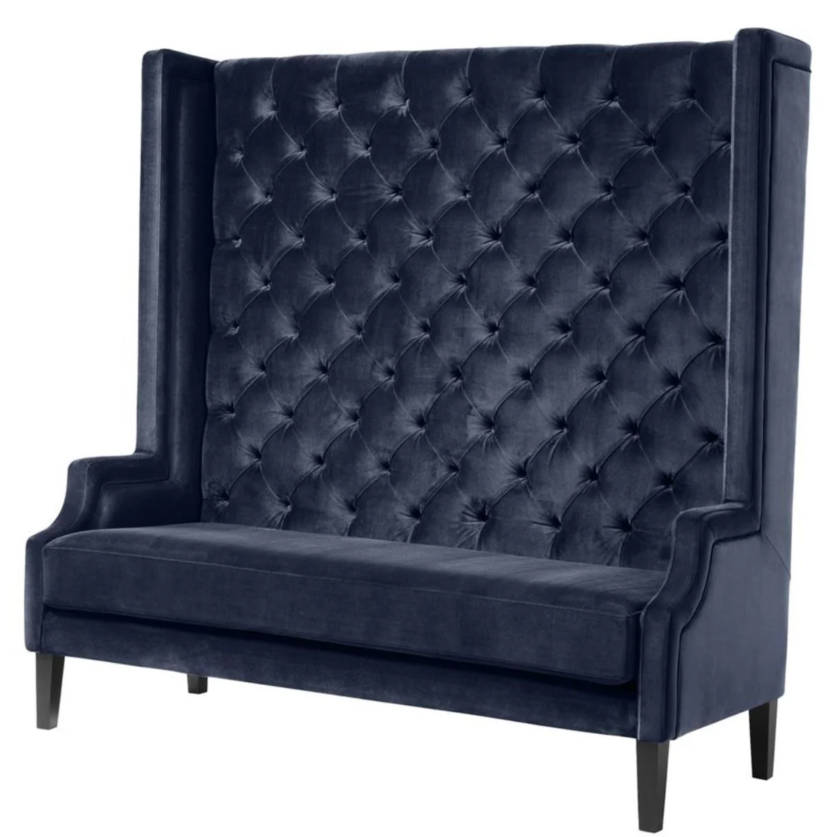 Luxury high-back sofa midnight blue / black 160 x 68 x H. 160 cm - Luxury Chesterfield velvet sofa