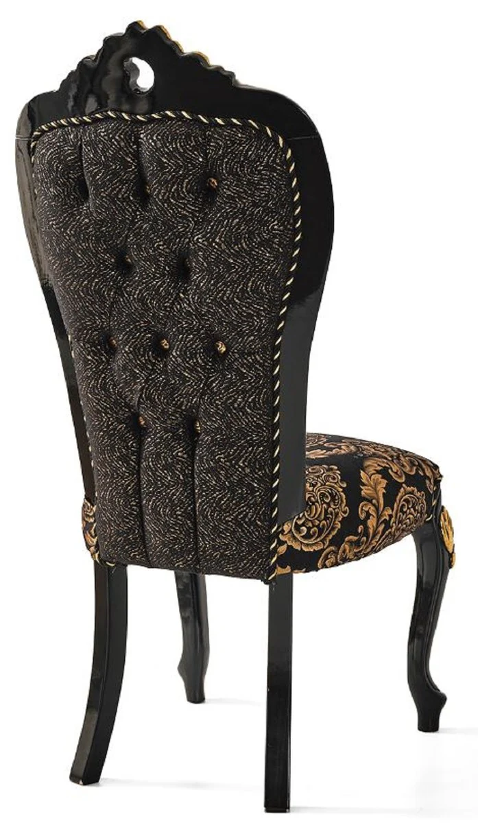 Luxury Baroque Dining Room Chair Set Black / Gold 54 x 50 x H. 117 cm - Kitchen Chairs Set of 6 - Baroque Dining Room Furniture - Noble & Magnificent