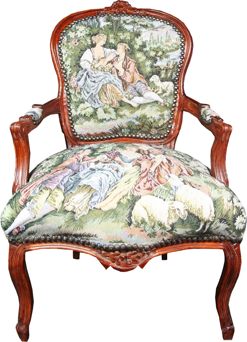 Baroque salon chair tapestry / brown
