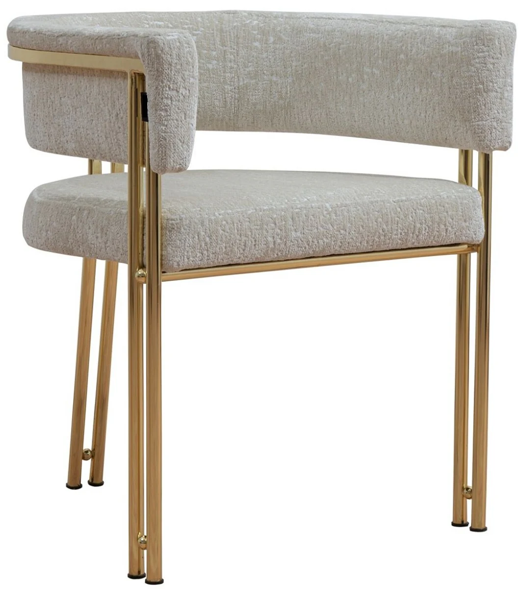 Luxury dining room chair set of 6 with armrests gray / gold H. 74 cm