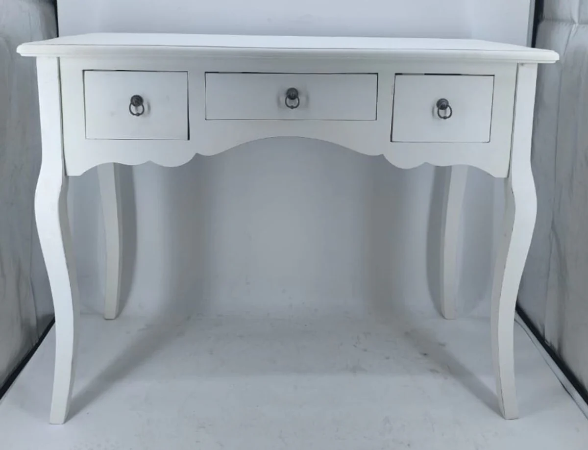 Landhausstil Konsole mit 3 Schubladen Weiß 98 cm - Landhausstil Möbel