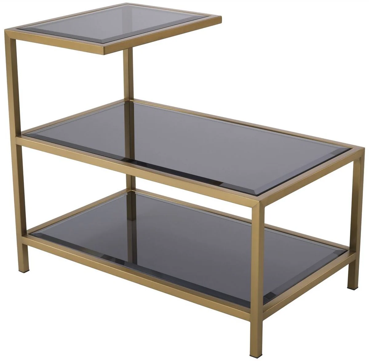Luxury side table brass / gray 70 x 42 x H. 60 cm - stainless steel table with tinted glass tops - luxury living room furniture