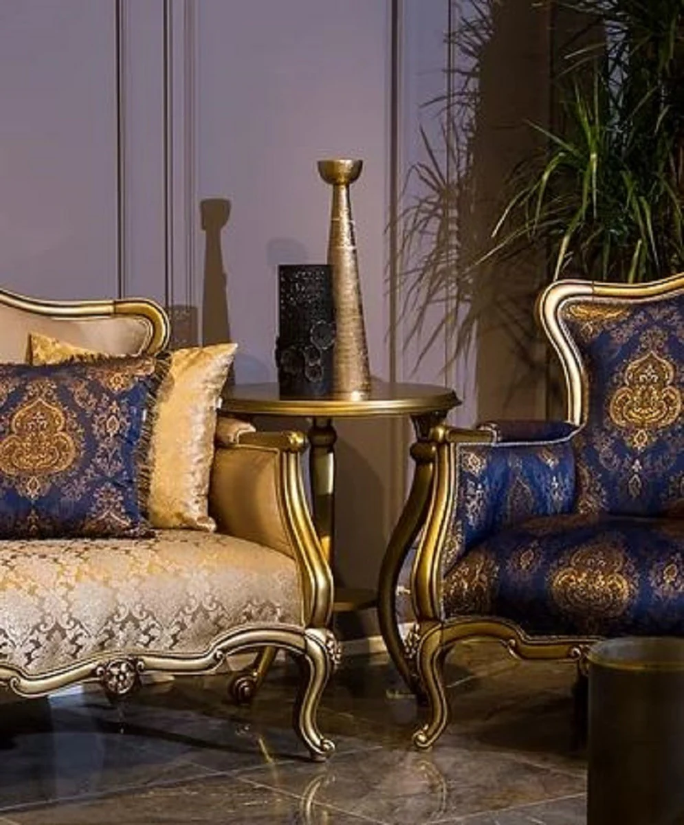 Luxury baroque side table gold - round solid wood table in baroque style - baroque living room furniture - noble and magnificent