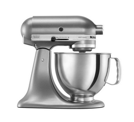 Artisan 5 Qt. 10-Speed Silber Standmixer mit Flat Beater, 6-Wire Whip und Dough Hook Attachments
