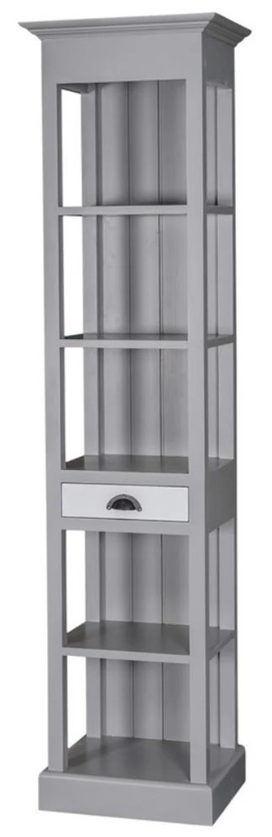 Country house style shelf cabinet with drawer gray / light gray 50 x 39 x H. 197 cm - country house style furniture