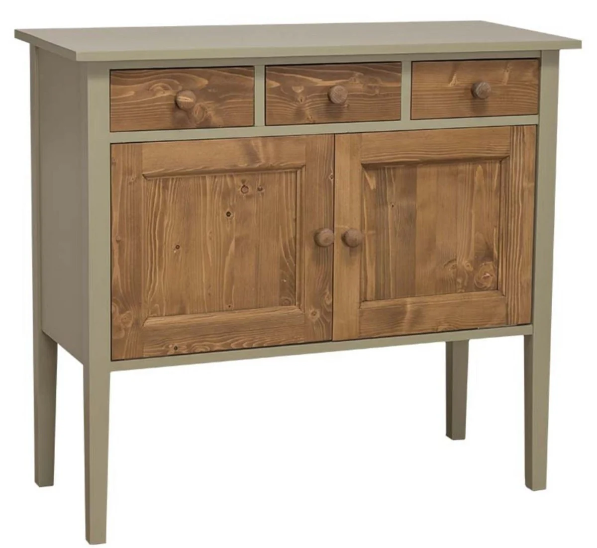 Country house style chest of drawers with 3 drawers and 2 doors green / brown 100 x 41 x H. 90 cm - country house style furniture