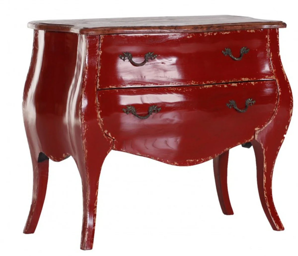 Baroque chest of drawers red / wood colors 91 cm - cupboard furniture