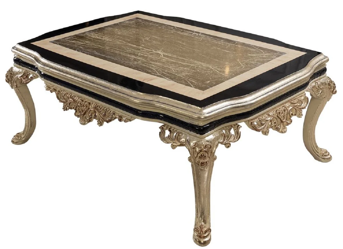 Luxury Baroque Coffee Table Antique Gold / Cream / Black - Rectangular Baroque Style Living Room Table - Baroque Style Living Room Furniture - Baroque Furniture - Luxury Baroque Style Furniture