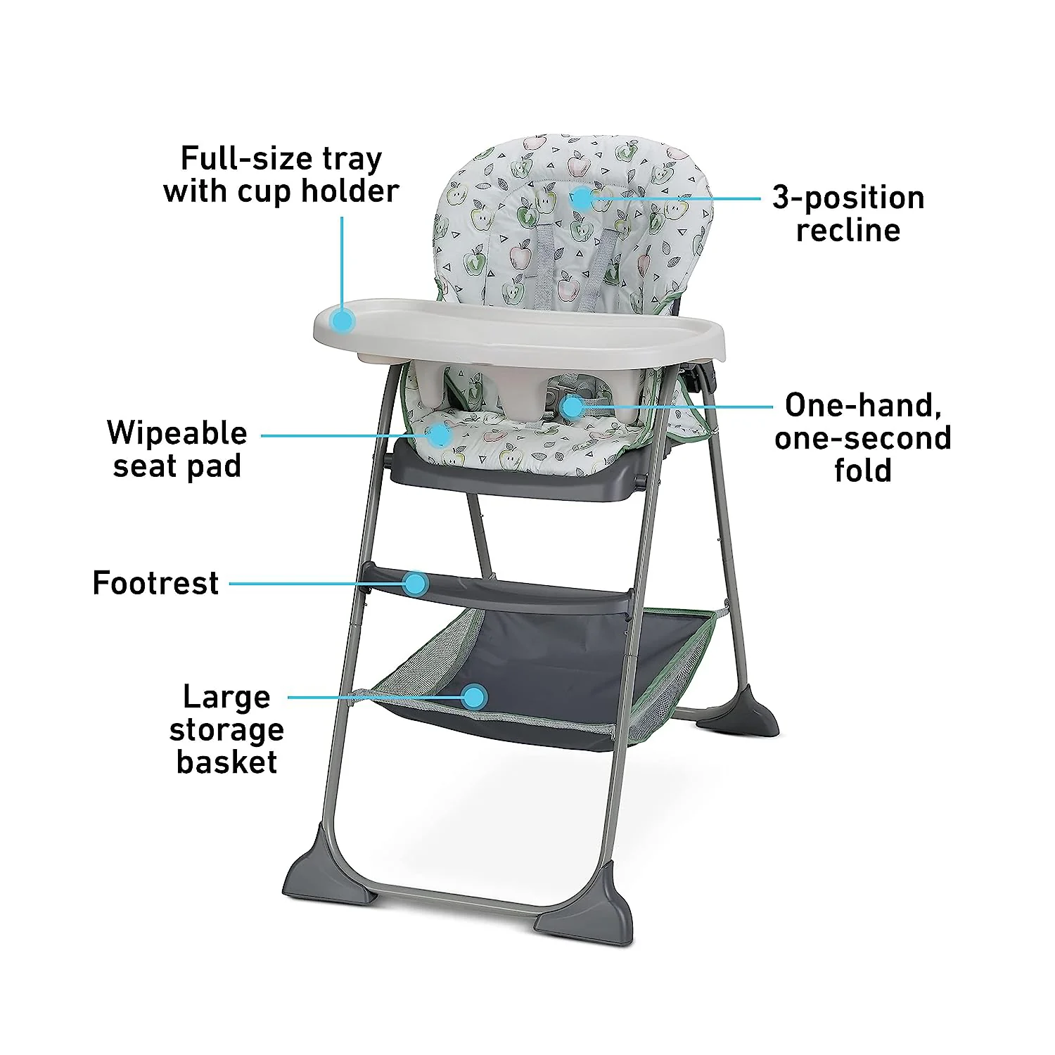 Slim Snacker Hochstuhl, ultrakompakter Hochstuhl, Whisk