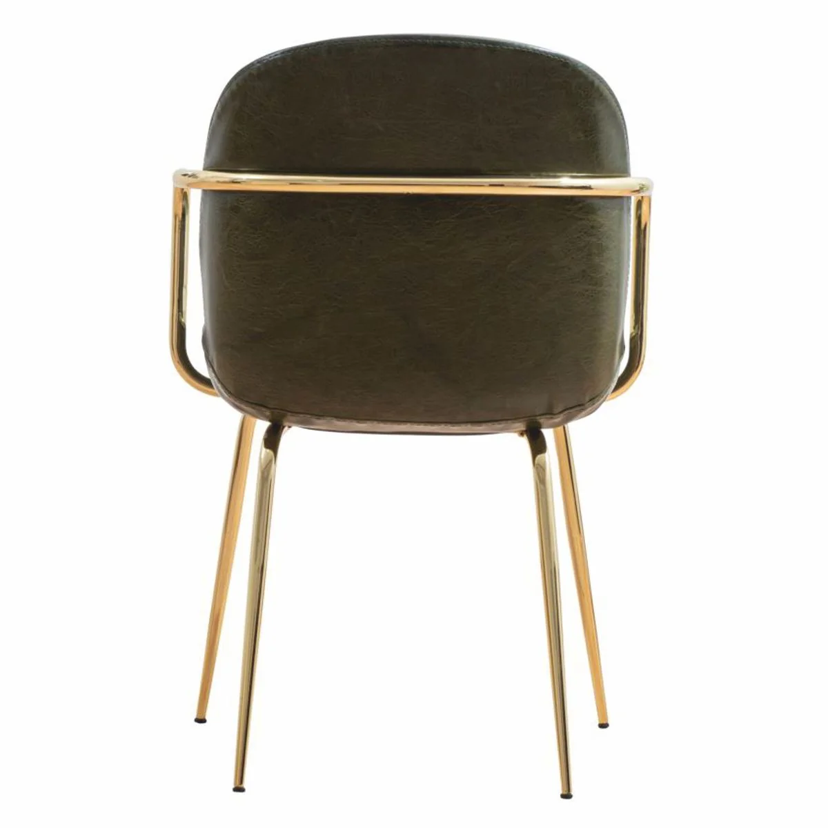 Luxury faux leather dining room chair set of 6 with armrests green / gold H. 84 cm