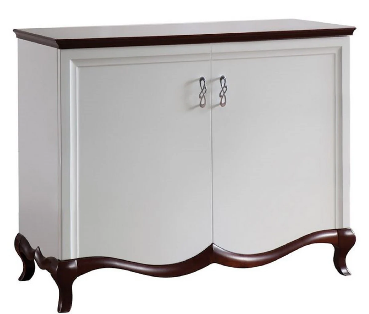 Luxury Art Deco cabinet with 2 doors white / dark brown 114 x 46.5 x H. 90.2 cm - luxury furniture