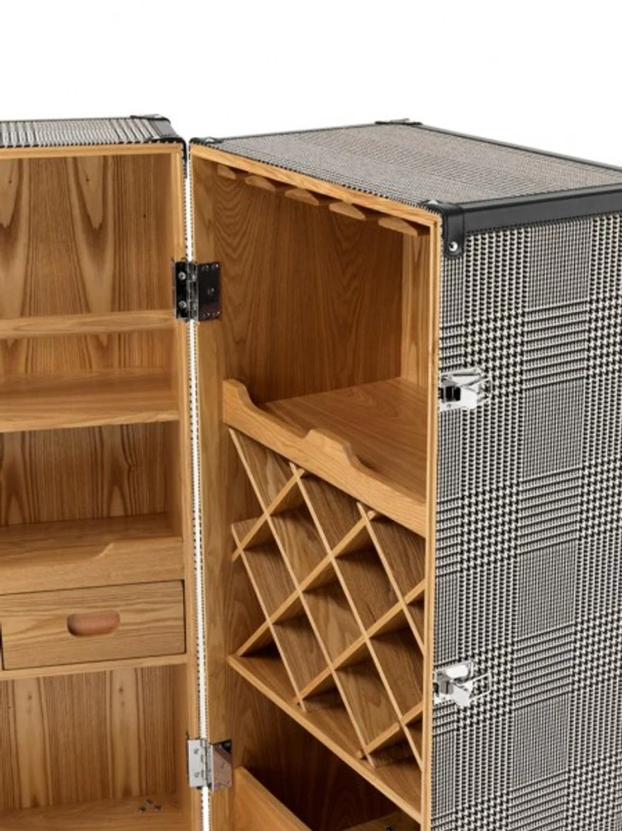 Luxury bar cabinet in vintage suitcase design black / white - chest of drawers - Art Deco Baroque Art Nouveau suitcase cabinet - luxury hotel bar trolley