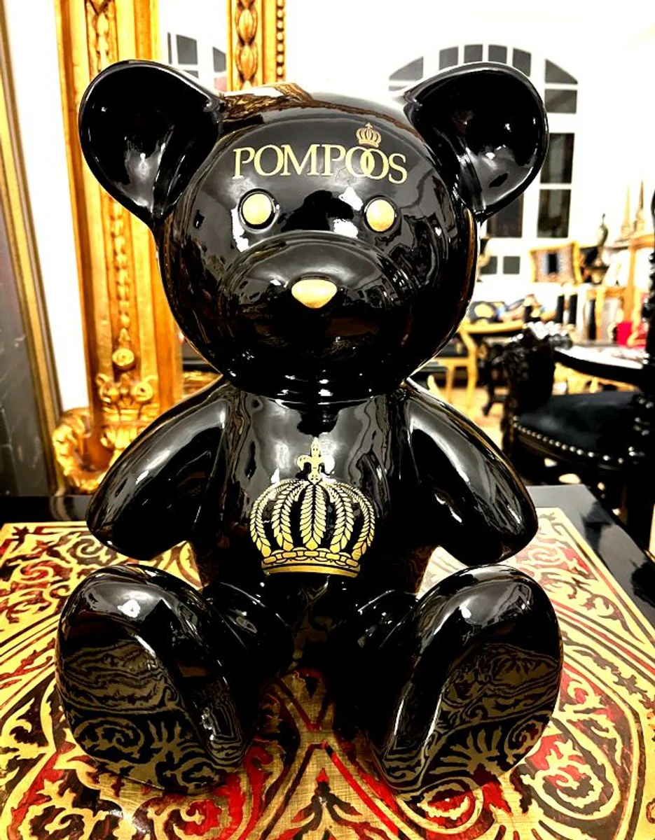 Harald Glööckler luxury designer decorative teddy bear sculpture Pompöös by black / gold - Glööckler decorative figure - designer decorative figure Teddy