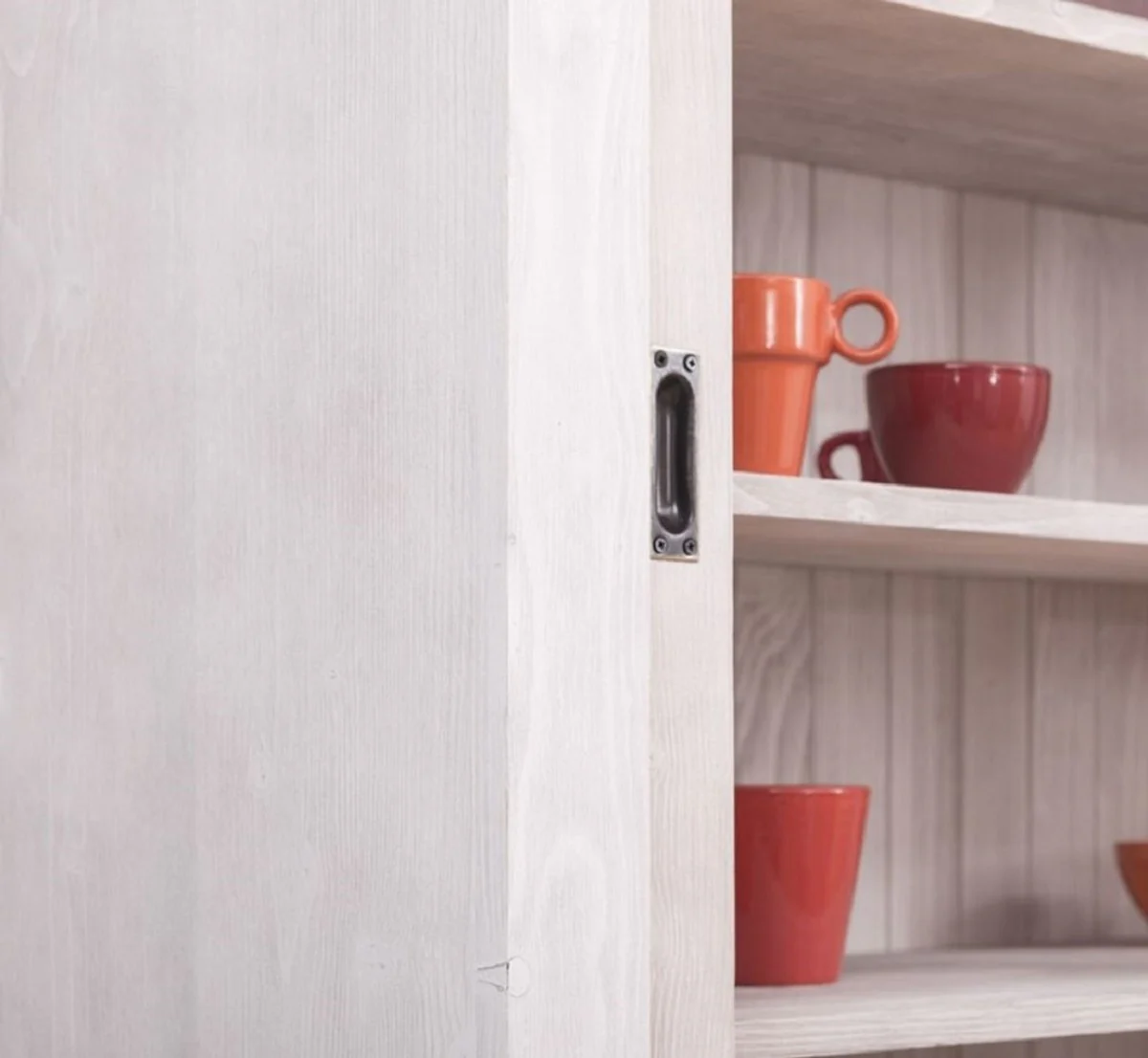 Country house style dining room cabinet light gray 142 x 48 x H. 225 cm - solid wood kitchen cabinet - country house style dining room furniture