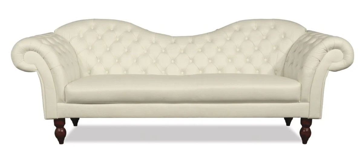 Chesterfield 3 seater sofa Venice - real leather cream