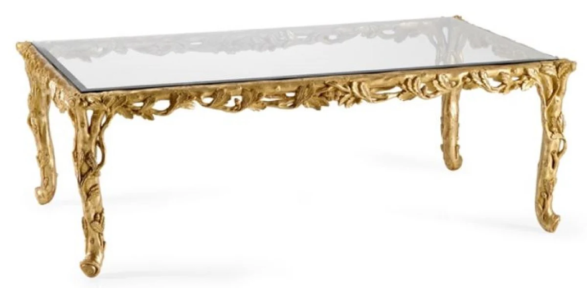 Luxury Baroque coffee table with gold glass top - Magnificent living room table in Baroque style - Baroque furniture - Baroque interior - Noble & magnificent - Luxury quality - Made in Italy