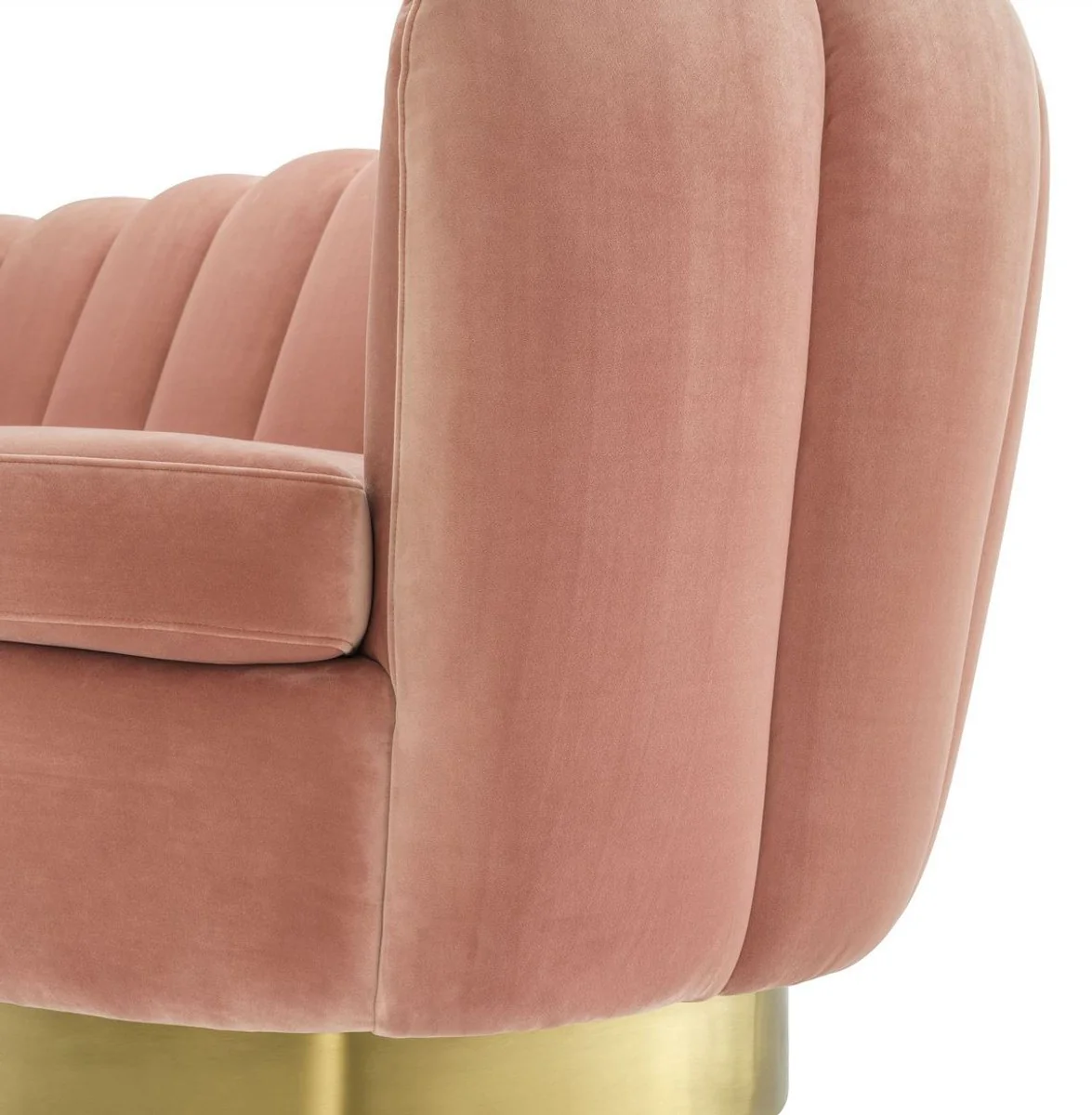 Luxury velvet sofa skin color / brass 225 x 90 x H. 80 cm - living room sofa - luxury quality