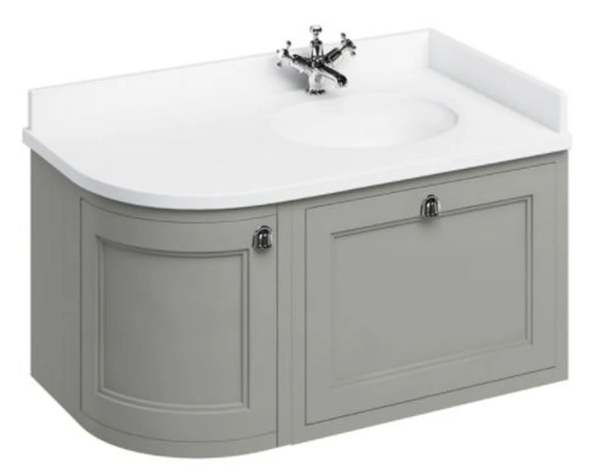 Wall-mounted wash cabinet with marble top drawer and door - luxury washbasin