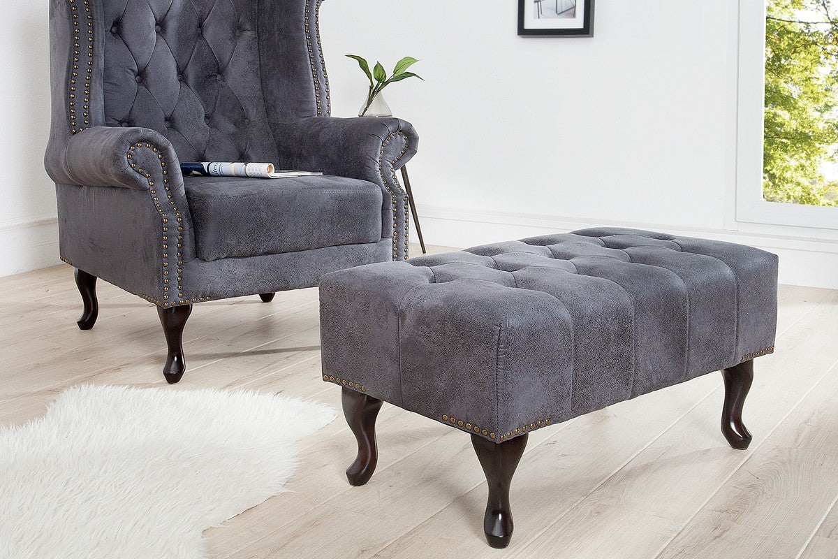Chesterfield footstool gray antique look from Casa Padrino