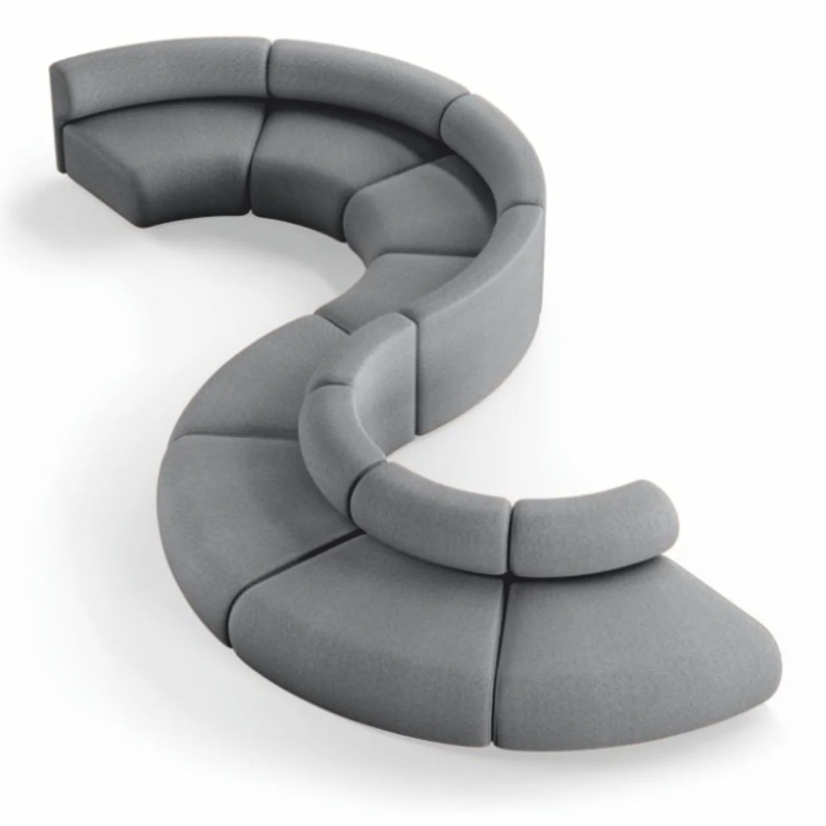 Luxus Sofa Grau 590 cm - Gebogenes Modulares 8 Teiliges Sofa - Hotel Möbel
