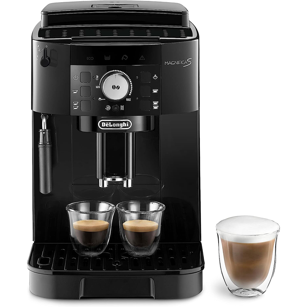 ECAM11.112.B Vollautomatische Kaffeemaschine mit Milch-Flügeldüse für Cappuccino mit Espresso Direktwahltasten und Rotary Control 2 Cup Funktion Schwarz