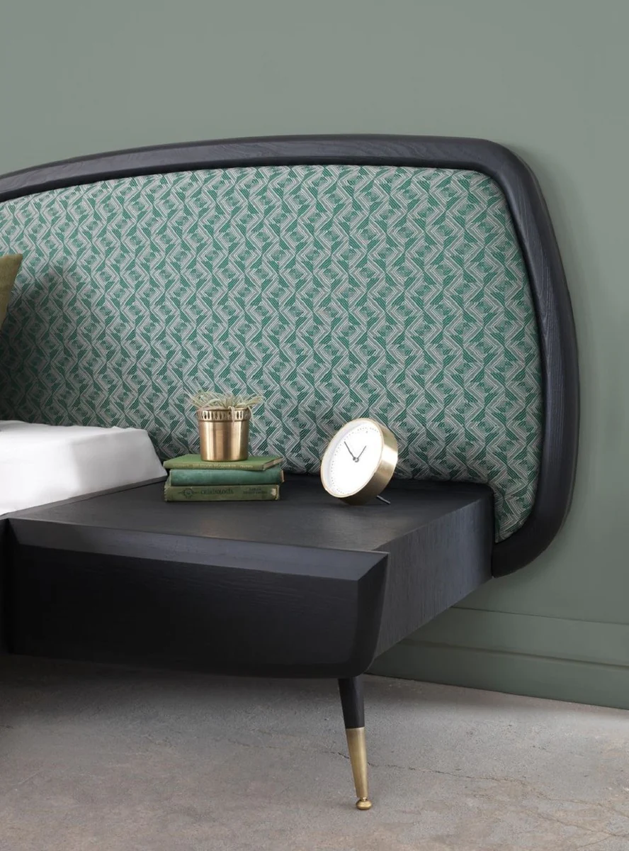 Luxury Bedroom Set Green / Black / Antique Brass - 1 Double Bed with Headboard & 2 Nightstands - Luxury Bedroom Furniture - Luxury Bedroom Furnishings