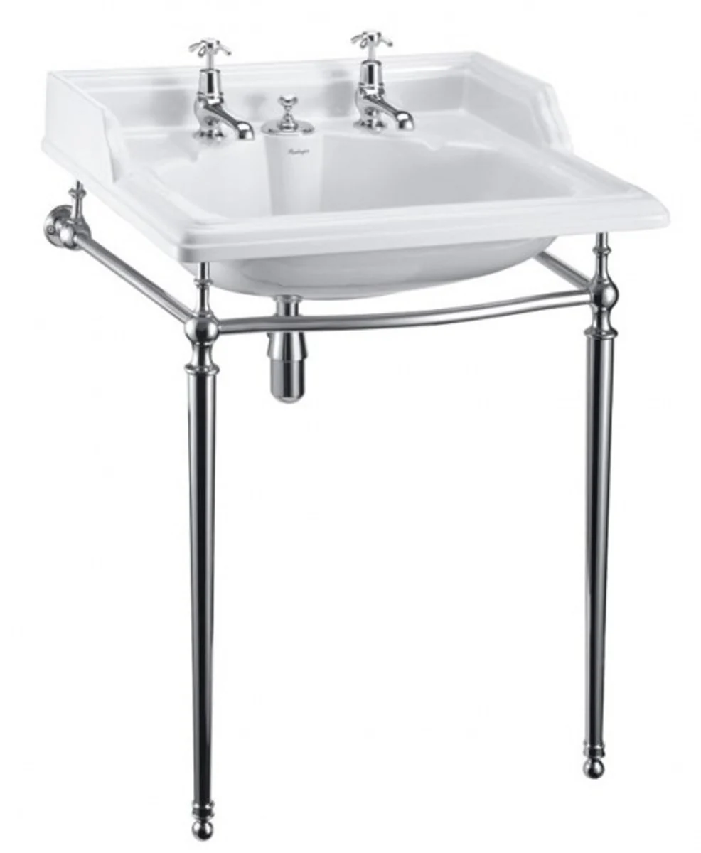Art Deco standing washbasin white / chrome with 2 tap holes - Art Nouveau washbasin baroque antique style