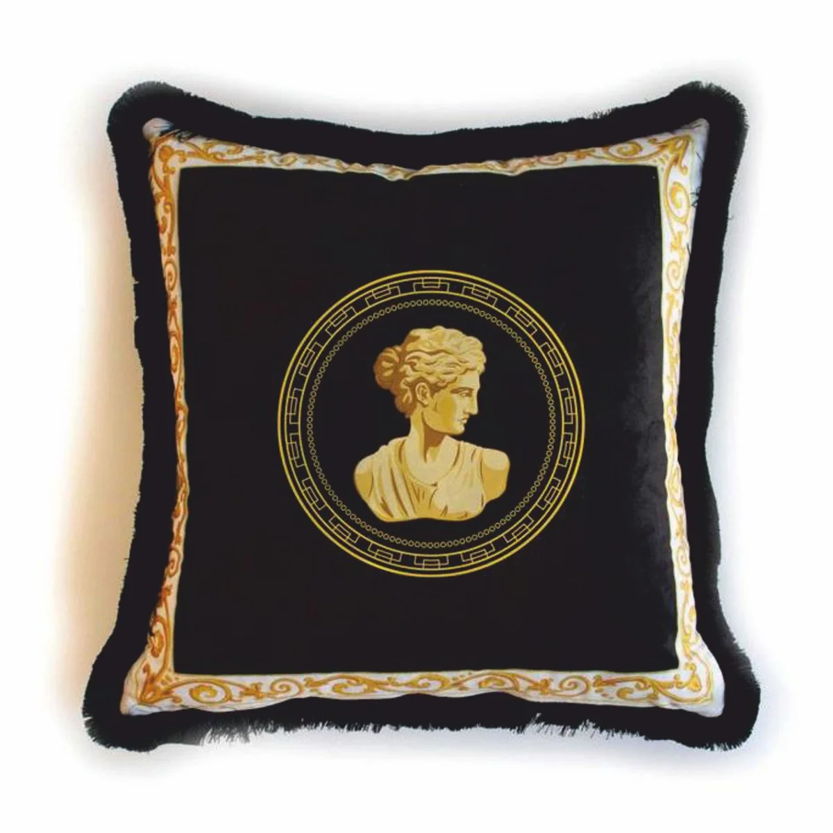 Luxury decorative cushion baroque female bust black / white 45 x 45 cm