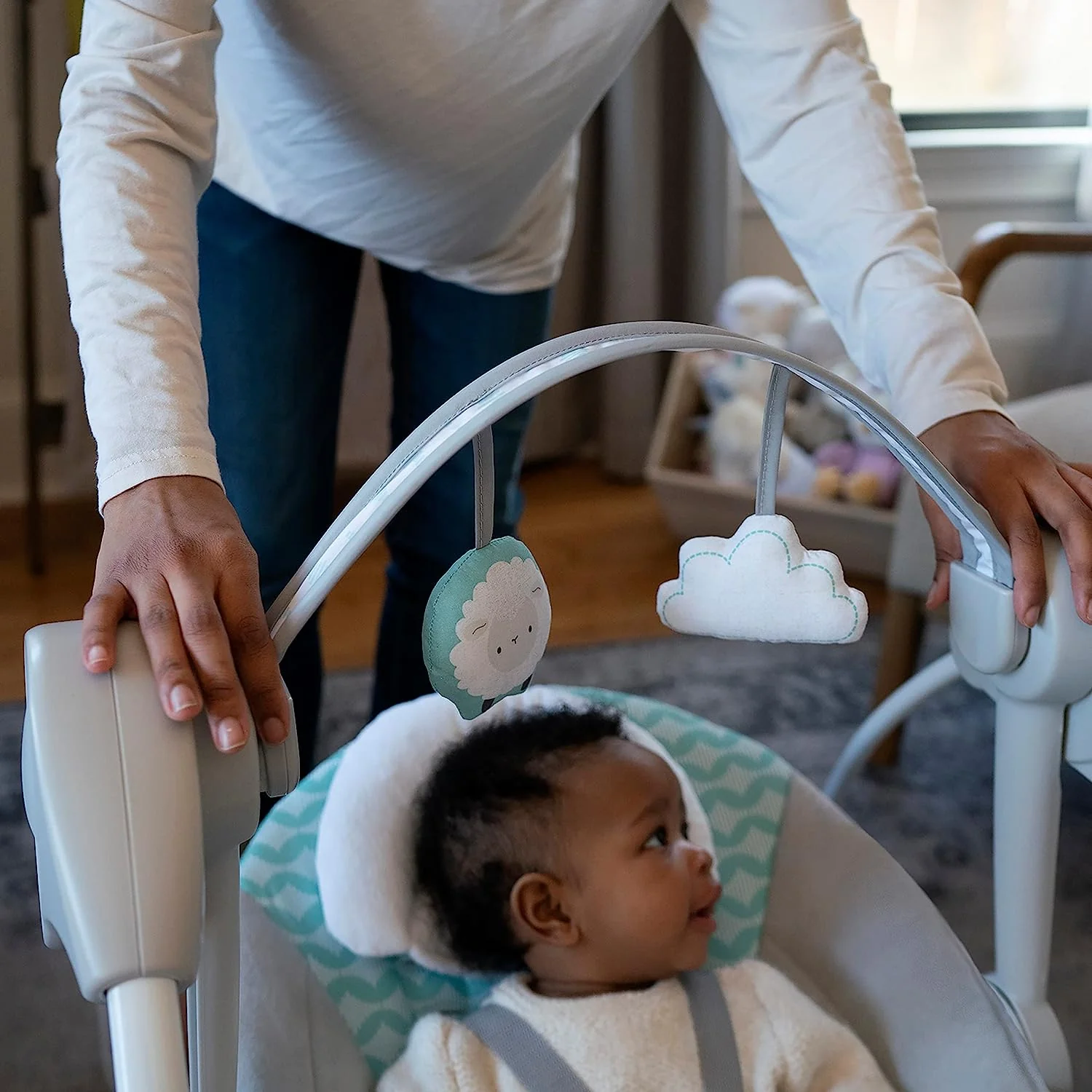 Leicht zusammenklappbare, tragbare Babyschaukel, 0–9 Monate, bis zu 9 kg (Goji)