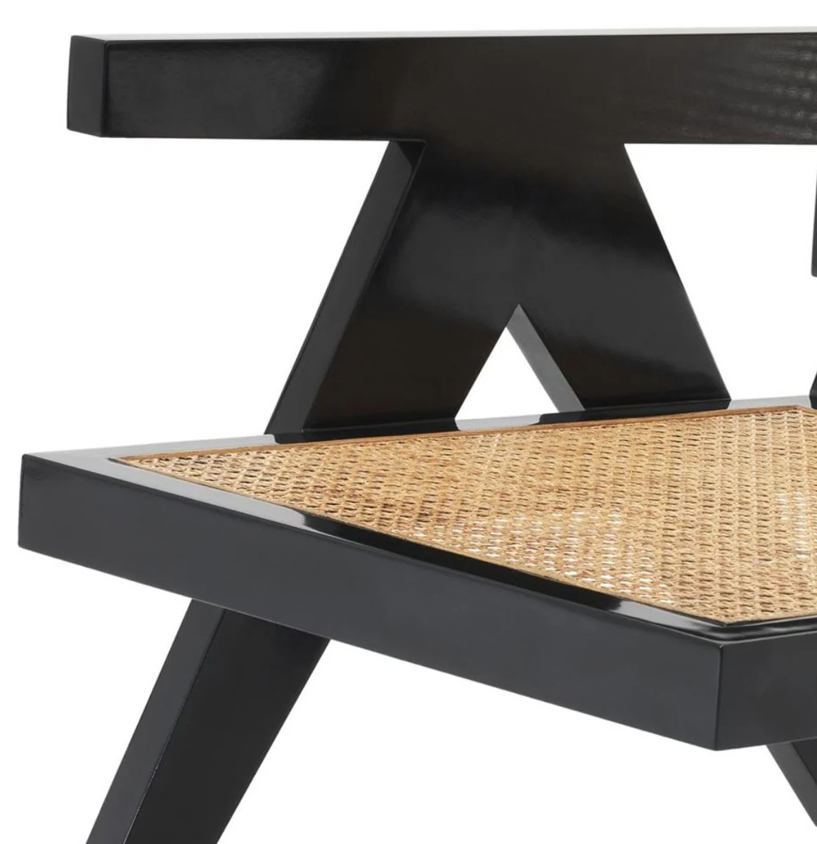 Designer chair with armrests in black / natural color 58 x 82 x H. 70 cm - designer furniture