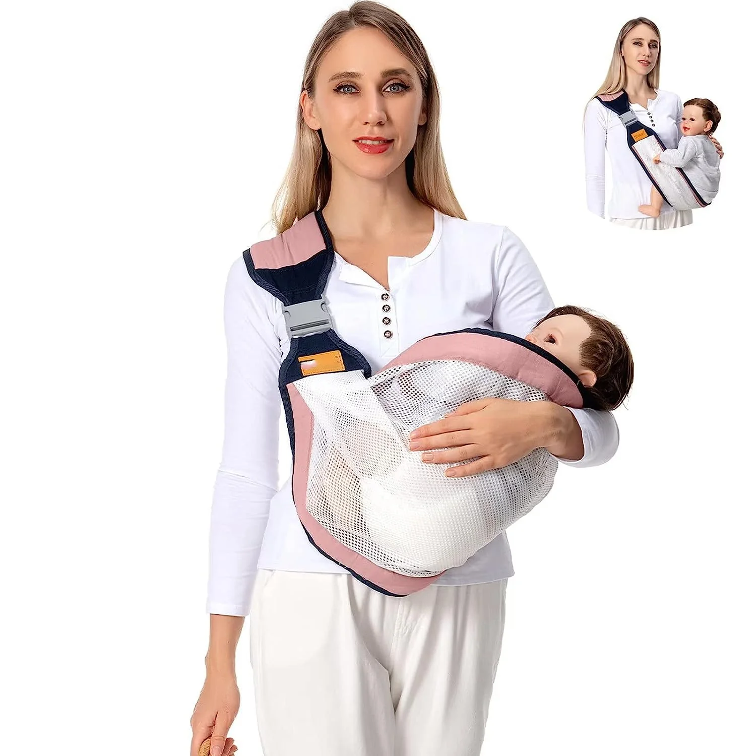 Babytrage für Neugeborene bis Kleinkinder, leichte Babytrage, Babytragetuch, Baby-Hüftsitztrage für Kleinkindertrage, Babyhaltertrage, Stilltrage, Tragkraft 3,6–20,3 kg, Grau