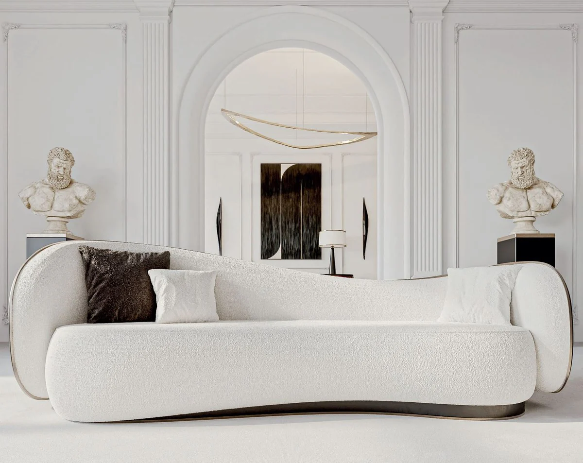 Luxury sofa white / black / silver 280 x 115 x H. 78 cm - living room sofa - hotel sofa - living room furniture - hotel furniture - luxury furniture