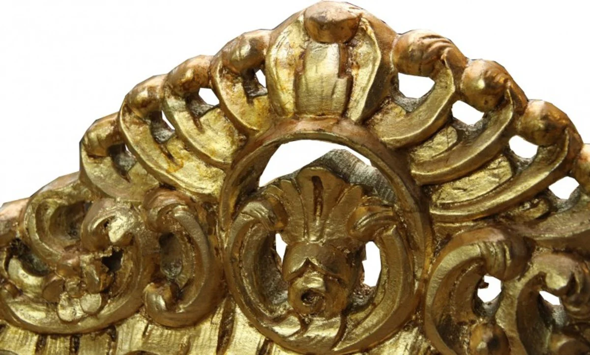 Baroque 3 seater sofa Master cream leather look / gold with bling bling rhinestones - antique style furniture