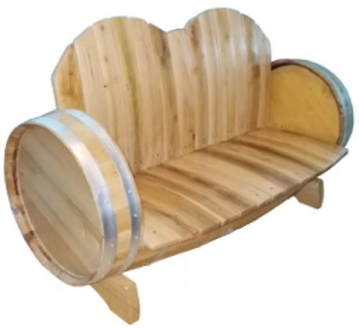 Luxury barrel sofa natural colors / silver 160 x 65 x H. 98 cm - handmade solid wood wine barrel sofa - garden terrace catering furniture