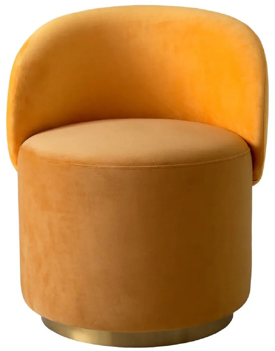Luxury velvet dining room chair dark yellow / yellow / brass 60 x 55 x H. 73.5 cm - swivel chair with elegant velvet fabric - dining room furniture - luxury furniture - luxury quality