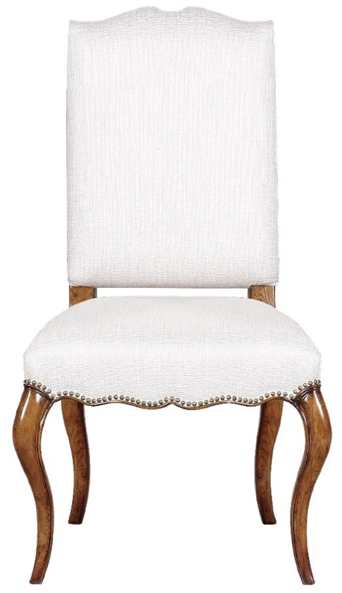 Luxury Baroque dining room chair white / brown 57 x 59 x H. 109 cm - Baroque oak wood chair - Baroque kitchen chair - Baroque dining room furniture