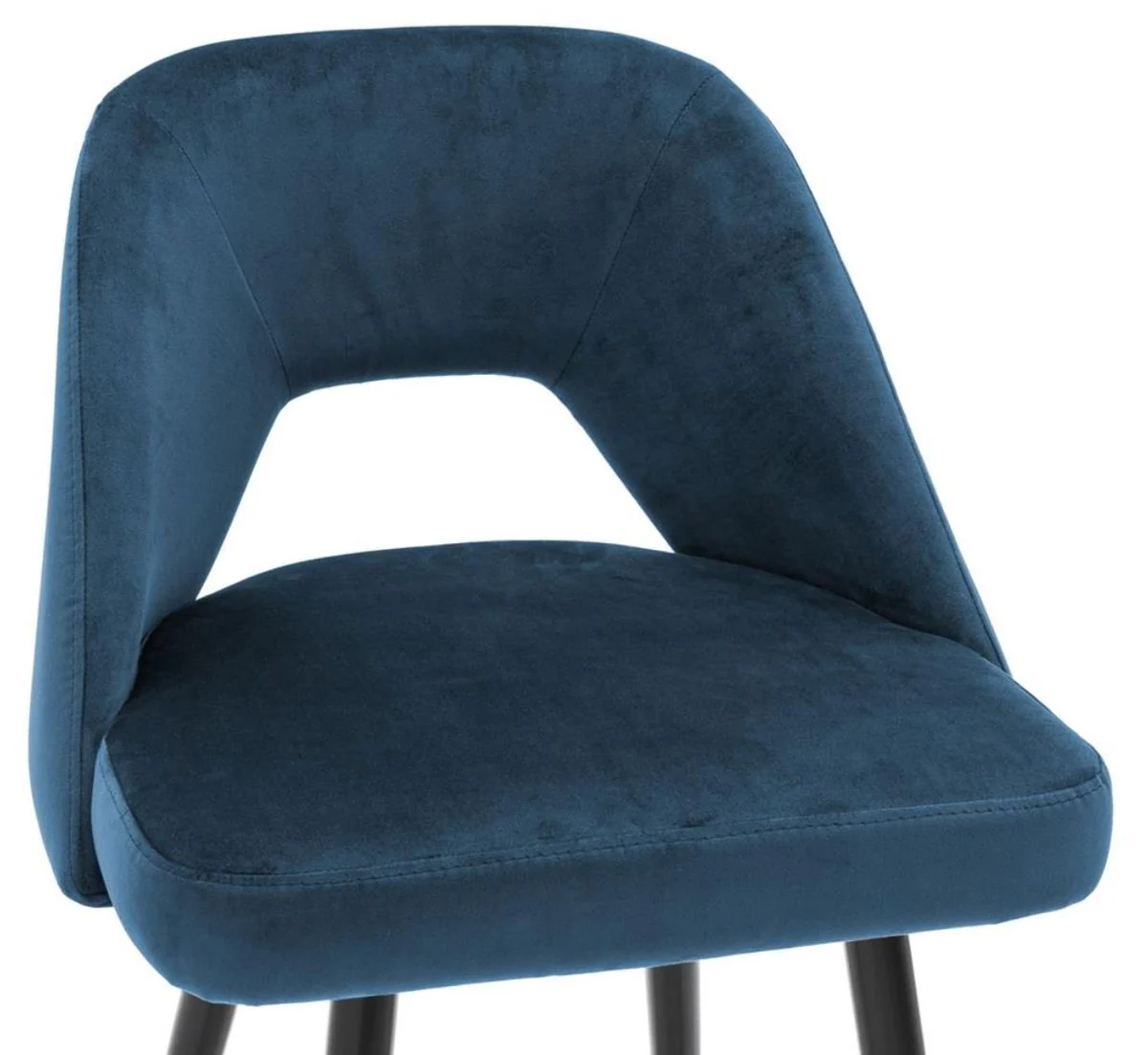 Luxury bar chair blue / black 50 x 50 x H. 100 cm - Luxury bar stool with backrest