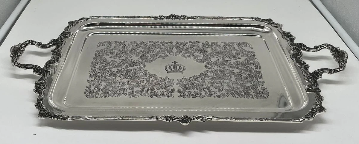 Pompöös by Luxury Baroque Serving Tray Crown Silver 52 cm - designed by Harald Glööckler