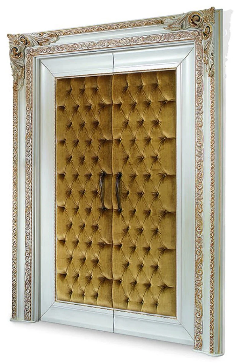 Luxury Baroque double apartment door ivory / gold 176 cm - Made in Italy