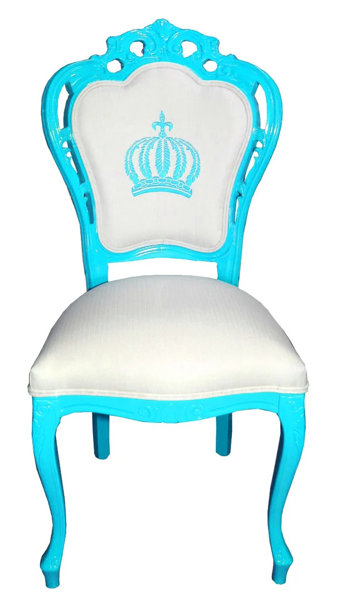 Pompöös by Luxury Baroque Dining Room Chair Turquoise / White - Pompöös Baroque Chair designed by Harald Glööckler