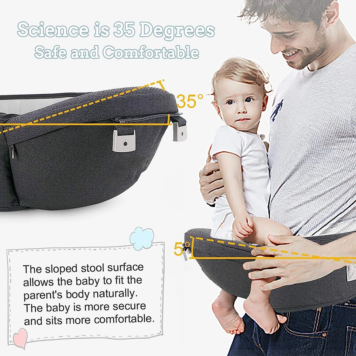 Baby – Tragehilfe, 6-in-1-Babytrage mit Taillenhocker, Babytrage mit Hüftsitz zum Stillen, Einheitsgröße – passend für Neugeborene, Säuglinge und Kleinkinder (blau)