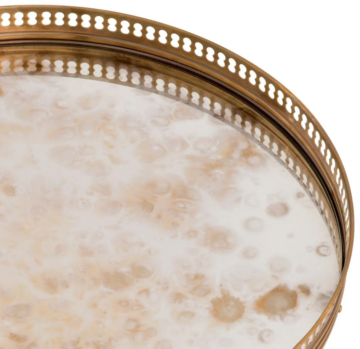 Luxury side table vintage brass Ø 46 x H. 56.5 cm - Round brass table with antique mirror glass - Living room furniture - Luxury furniture - Luxury furnishings - Luxury interior