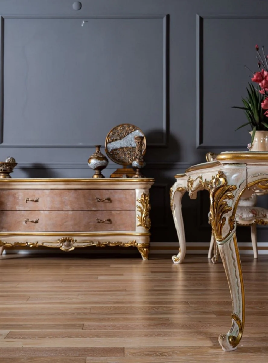Pompöös by Luxury Baroque Dining Room Set Provence Beige / White / Gold - Pompöös Baroque style dining room furniture designed by Harald Glööckler