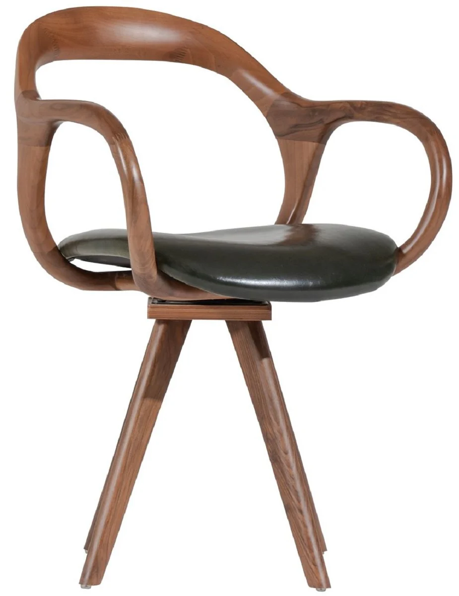 Luxury swivel chair with armrests brown / dark green H. 83 cm