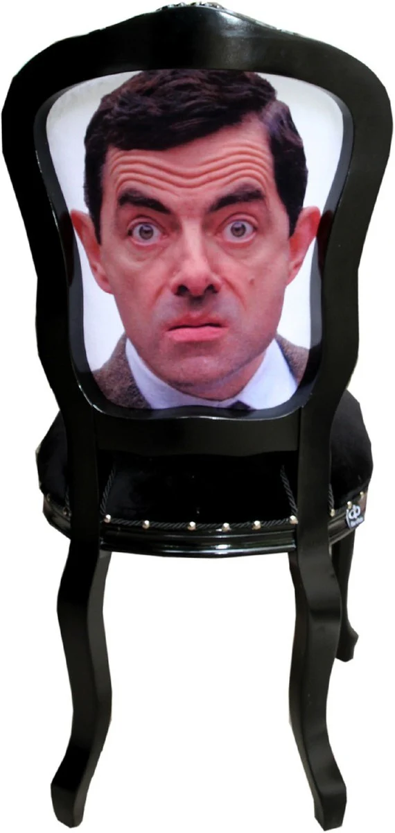 Luxury baroque dining room set caricature multicolored / black 55 x 54 x H. 103 cm - 6 handmade dining room chairs - designer chairs - baroque dining room furniture