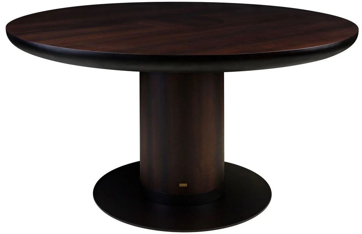 Luxury eucalyptus veneer dining table dark brown Ø 150 x H. 76 cm - Round kitchen table - Solid wood dining room table - Luxury dining room furniture