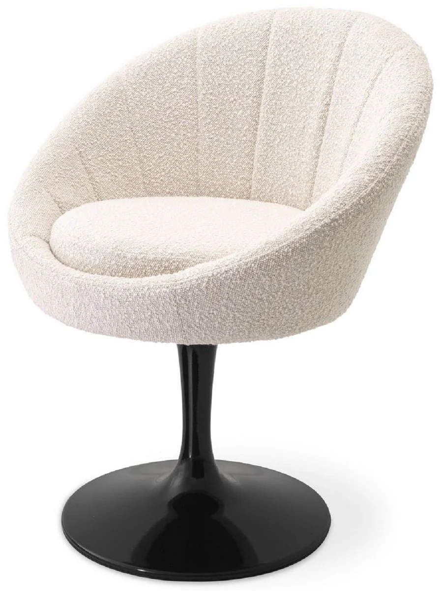 Luxury dining room chair cream / black 67 x 57 x H. 78.5 cm - swivel chair in 60s design - luxury dining room furniture