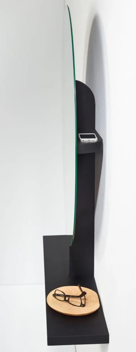 Luxury mirror / wall mirror with shelf black 100 x 20 x H. 115 cm - luxury furniture