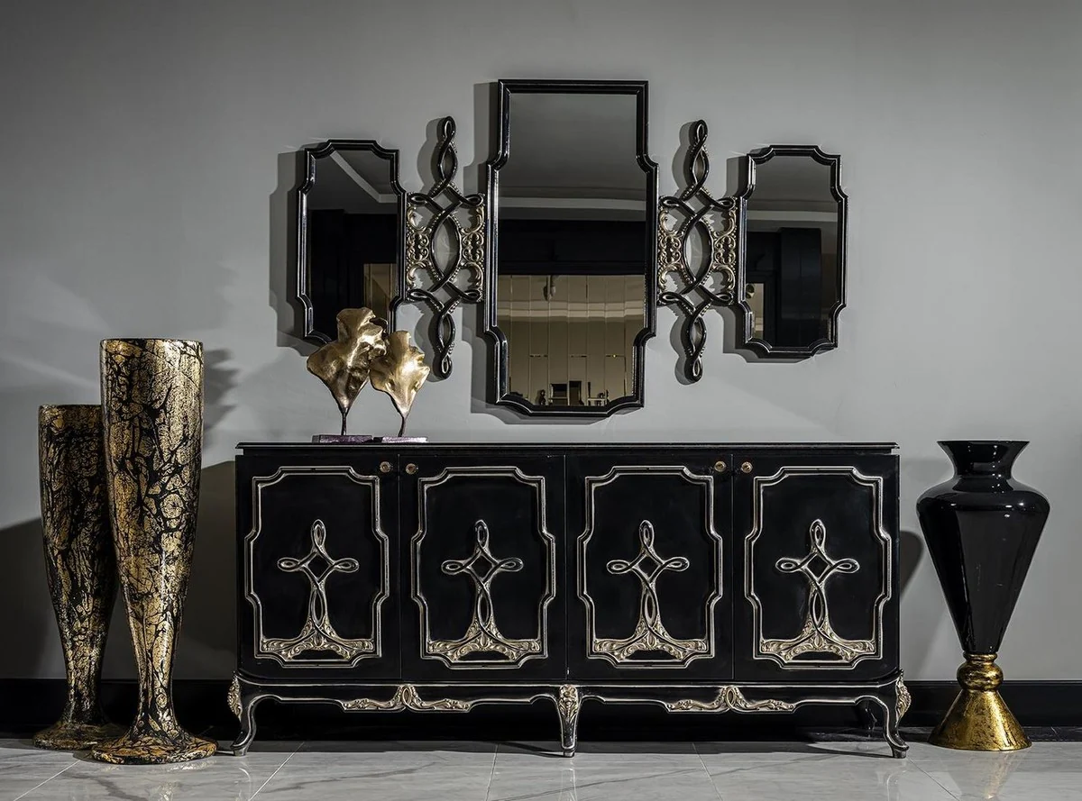 Luxury baroque mirror black / gold - magnificent handmade wall mirror in baroque style - antique style wardrobe mirror - living room mirror - baroque furniture